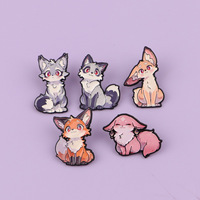 Vente en gros de badges émaillés personnalisés mignons animaux anime, badges de revers renard Kawaii, directement de l'usine, en stock, faible MOQ