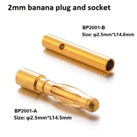 Connecteur banane plaqué or 2 mm/2,5 mm, broche en laiton de haute précision, connecteur mâle haute tension, borne d'alimentation 500 V