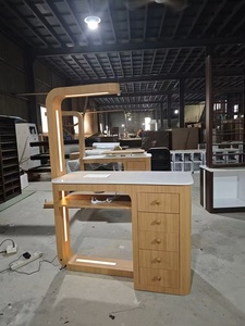 Nail Shop Solid Wood <b>Paint</b> Japanese Style Simple Economy Nail Desk Chair Single Double Double Storage Vacuum Cleaner Nail Desk - Product Image 5