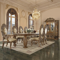 Table à manger classique de luxe avec pieds en forme de vase, table en bois de style baroque français avec vitrine pour mobilier d'hôtel de luxe