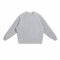 Sweat-shirt col V épais 350 GSM en coton, tissu double couche chaud, manches raglan, couleur unie, automne, ODM, coupe oversize, respirant, 6