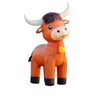 Vache gonflable pour décorations de Noël sur le thème de la ferme, adorable vache Highland pour jardins extérieurs et décorations de fête à LED