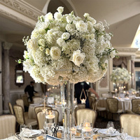 Super Grande Boule de Fleurs de 100 cm, Centre de Table Personnalisé, Rose Blanche et Hortensia, Composition en Soie Éclatante, Décoration pour Mariage, Anniversaire, Événement