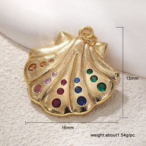 Collar con Colgante de Concha y Estrella de Mar, Cadena de Eslabones con Diamantes, Dijes de Latón, Accesorios de Criaturas Marinas, Éxito de Ventas de Verano de <span class=keywords><strong>Queenie</strong></span> - Product Image 6