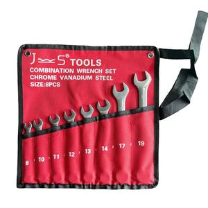 Jeu de clés à fourche combinées en acier au carbone de 8 pièces, 8-19 mm, chromées, métriques, personnalisables OEM pour la réparation automobile et les outils de bricolage - Product Image 1