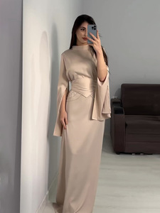GX abito modesto Ssica Satin Ssica abbigliamento islamico modesto moda donna abito in raso abiti caftano donna modesto <span class=keywords><strong>Dre</strong></span> - Product Image 3