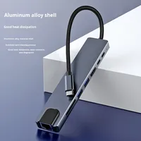 Hub USB C 8-in-1 Tipe-C untuk MacBook Pro dengan Port HDTV 4K, Ethernet 100M, PD 100W, Pembaca Kartu SD/TF untuk Docking Station Laptop