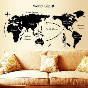 Large Size World <b>Map</b> Wall Stickers Black <b>Map</b> of the World Home Decor for Kids Room Travel Airplane Wall Decals for Bedroom - Product Image 4