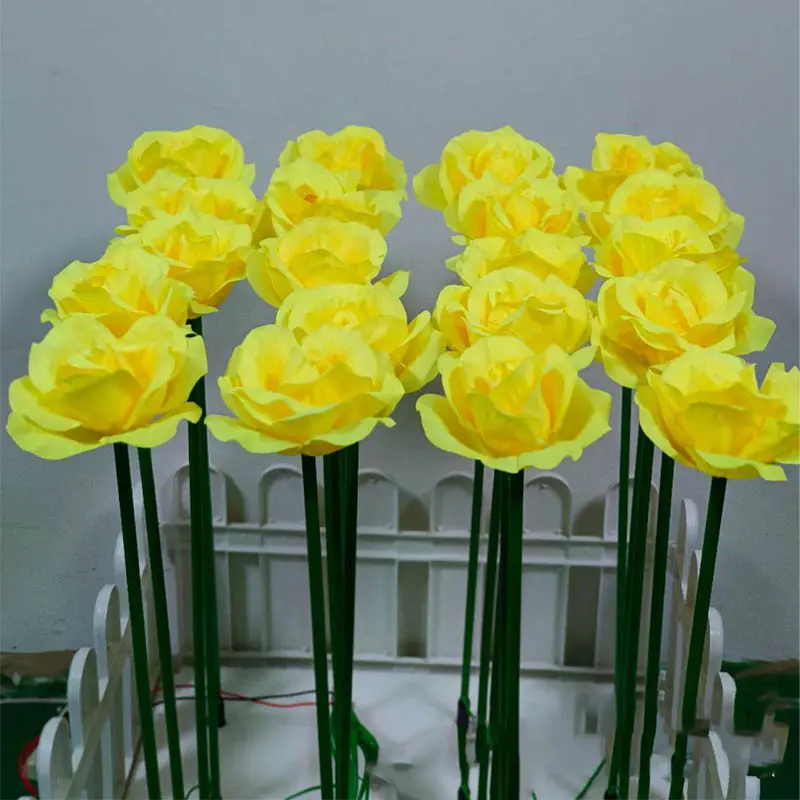 Led Rose Ground Inserted Lights Outdoor Waterproof Luminous Rose Landscape Courtyard Decoration Brightening Lawn Lights