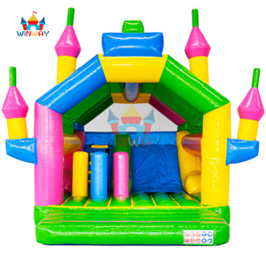 Château gonflable arc-en-ciel avec toboggan, qualité commerciale, coloré, pour les fêtes d'anniversaire des enfants et les jeux en plein air - Product Image 1