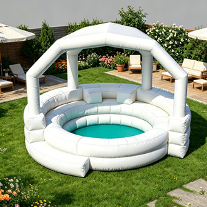 NB-PB031 <span class=keywords><strong>Piscina</strong></span> Gonfiabile Bianca con Tettoia, <span class=keywords><strong>Piscina</strong></span> Familiare da Esterno con Sedute Integrate - Product Image 2