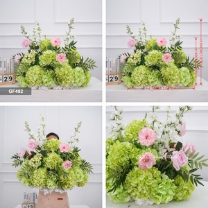 Arrangement floral vert réaliste fait main en tissu de soie, fleurs d'hortensia artificielles pour mariage, fiançailles, banquets - Product Image 3