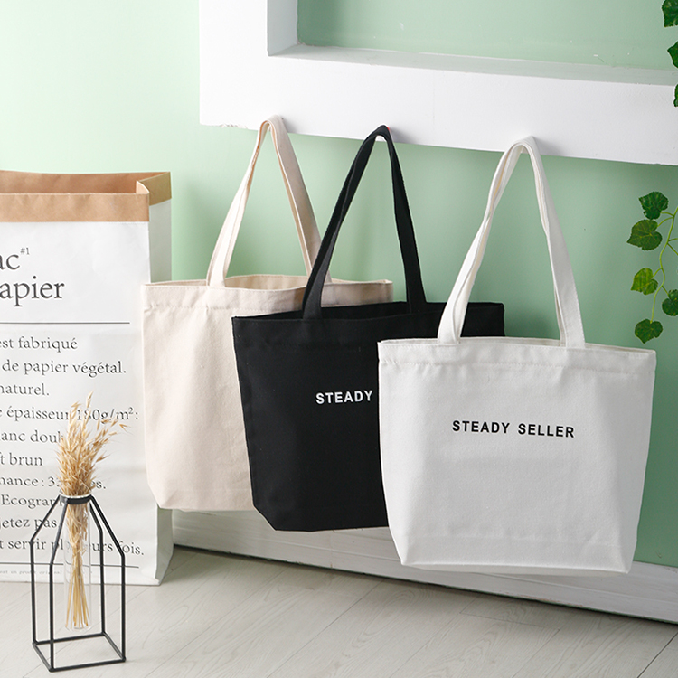 Custom Logo Printed Cotton Cloth Ladies fashion Shopping Bag Canvas Tote Bags