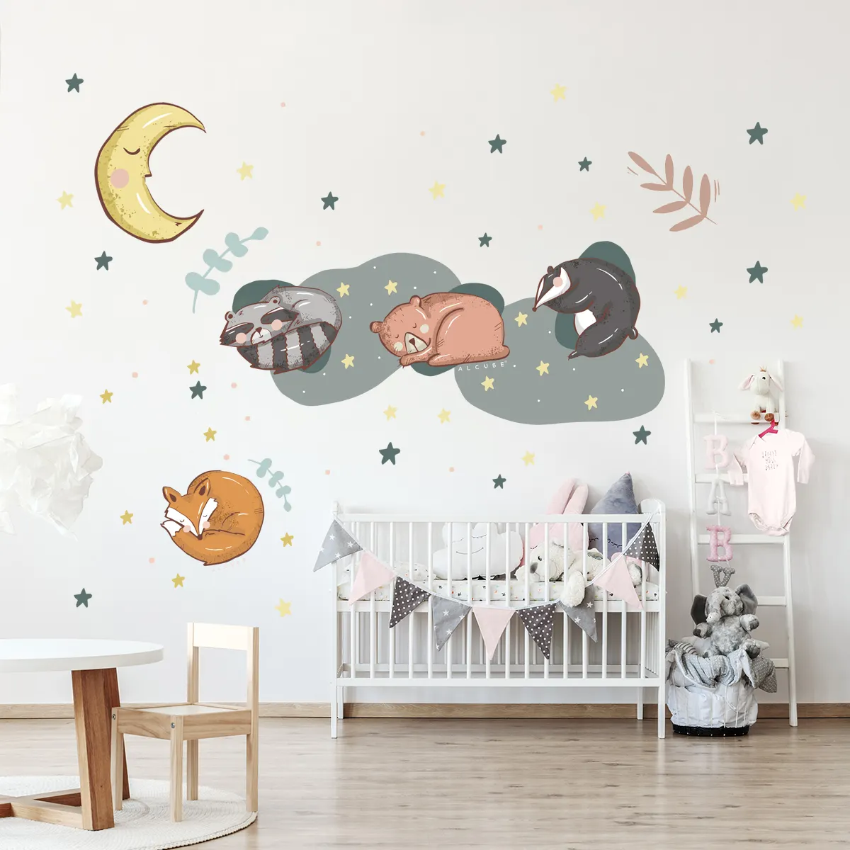 Calcomanía de impresión extraíble autoadhesiva con tema de sueño de chico personalizado, pegatina de pared de decoración del hogar de estrella impermeable de PVC para habitación de niños