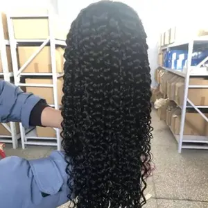 Perruque Full Lace wig naturelle ondulée indienne, cheveux humains vierges, Lace Frontal wig Transparent Hd, 100%, pour femmes noires