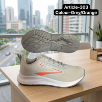 Chaussures de course gris orange légères à lacets, baskets de sport respirantes en mesh pour hommes, chaussures de course gris orange