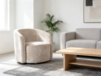 Fauteuil en crème nordique, luxe léger, une place, pour petit salon