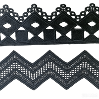 Ruban de dentelle guipure géométrique haut de gamme personnalisé, broderie unie en losanges et ondes, en polyester, pour la décoration de vêtements