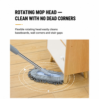 Serpillère anti-poussière domestique avec manche extensible, tampon en chenille lavable, nettoyeur multi-usages pour plinthes, murs, coins, escaliers et interstices
