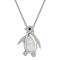 Vente en gros de pendentif crabe pieuvre pingouin plaqué rhodium en argent avec collier chaîne à maillons bijoux en alliage mignon pour cadeau ou fête