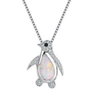 Wholesale Silver Rhodium Plated Penguin Octopus <strong>Crab</strong> Pendant with Link Chain Necklace Cute Alloy <strong>Jewelry</strong> for Gift or Party - Product Image 2