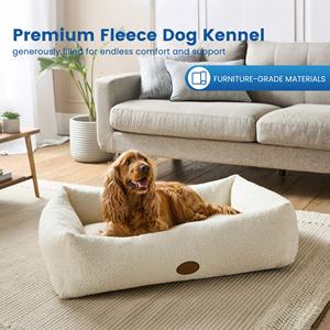 Cama grande para perros de alta calidad, cubierta extraíble rectangular única, patrón sólido, refuerzo cómodo, Boucle lavable para perros cómodos - Product Image 2