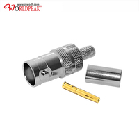 Connecteur coaxial RF 50 ohms, type à sertir, BNC femelle, droit, pour câble coaxial RG58 LMR195 RG400 LMR200 RG142 RG303 RG223