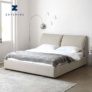 <span class=keywords><strong>Cama</strong></span> Doble Zayshine <span class=keywords><strong>de</strong></span> Cuero Genuino Estilo Italiano Minimalista, Modelo Oreja <span class=keywords><strong>de</strong></span> Elefante, 1.8 Metros, Gran Tamaño, Funcional con Almacenamiento - Product Image 1