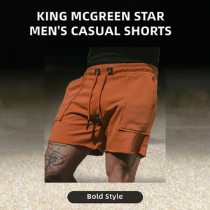Shorts décontractés pour hommes, 100 % coton, respirants, élastiques, unis, pour la gym, l'été, le surf, la plage et les stations balnéaires, tendance sport - Product Image 2