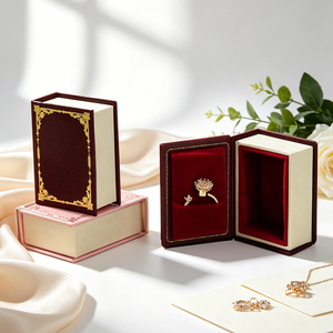 กล่องใส่แหวนสไตล์จดหมายรักย้อนยุค JINSKY กล่องกำมะหยี่หรูหราแบบแม่เหล็กพับได้ขนาดเล็ก กล่องใส่เครื่องประดับ GC-01 กวางตุ้ง - Product Image 6