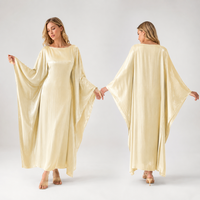Robe Abaya de Soirée Longue Ample en Satin Brillant de Luxe 2026 pour Femme, Manches Chauve-Souris, Idéale pour les Fêtes en Australie