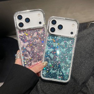 เคสโทรศัพท์มือถือกันกระแทก ลายดอกไม้ผีเสื้อ กรอบเพชร ดีไซน์แฟชั่นสำหรับสาวๆ วัสดุ TPU+PC ป้องกันรอยนิ้วมือ สำหรับ 17 Pro Max - Product Image 4