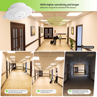 Détecteur de mouvement micro-ondes encastré au plafond à 360 degrés, matériau ignifuge PC, 10A 100-265 VAC, RZ048
