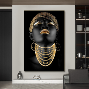 Nouvelle Arrivée - Peinture sur Toile Femme Africaine Noire - Modèle d'Art Corporel - Peinture en Porcelaine Cristalline Femme Africaine Sexy Encadrée - Product Image 2