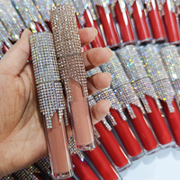 Vente en gros de brillant à lèvres de luxe Nude brillant diamant rouge à lèvres logo OEM tube de brillant à lèvres liquide mat imperméable à l'eau rouge à lèvres