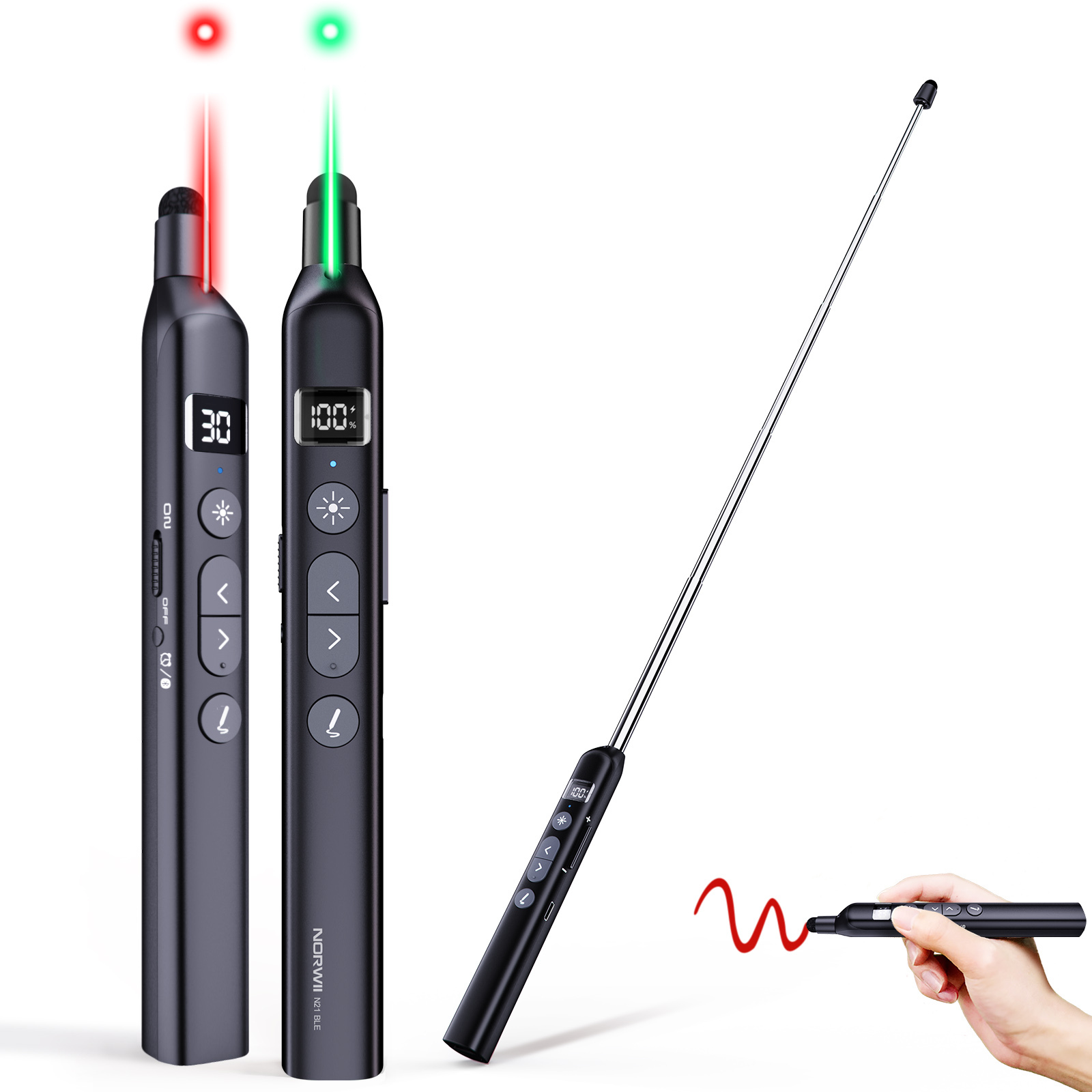 Trending Products <strong>2026</strong> New Arrivals Red Green <strong>Laser</strong> Wireless Telescopic Portable Presentation <strong>Pointers</strong> for Teachers