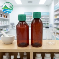 Bouteille vide en plastique de 150 ml de haute qualité pour sirop oral, flacon de sirop pour animaux de compagnie avec bouchon doseur à vis, flacon de sirop contre la toux