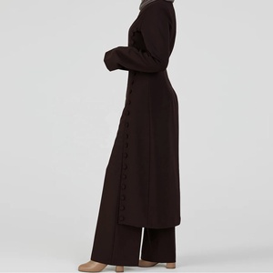 Ensemble musulman 2 pièces pour femmes, robe à ourlet fendu, chemise, haut, pantalon large, costume, ensemble musulman, <span class=keywords><strong>tenue</strong></span> décontractée pour femmes, Dubaï - Product Image 4