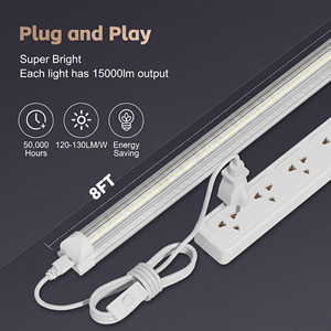 <span class=keywords><strong>หลอด</strong></span>ไฟ <span class=keywords><strong>LED</strong></span> <span class=keywords><strong>T8</strong></span> แบบรวมแสงสว่างพิเศษ 36W-100W รูปทรงตัววี ขนาด 4 ฟุต 8 ฟุต 120-130LM/W ตัวเรือนอะลูมิเนียม สำหรับร้านค้า โรงรถ โกดัง โรงงาน - Product Image 4