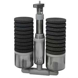 Filtre à éponge <span class=keywords><strong>double</strong></span>, filtre interne en plastique à air comprimé, écologique, pour aquariums d'eau salée, 2 chambres à média, oxygène - Product Image 1