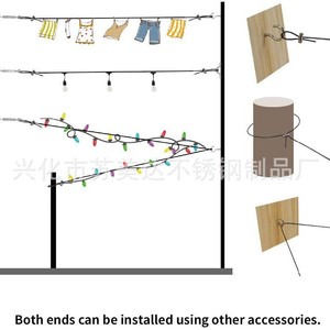 304 Stainless Steel <b>Rope</b> Light Kit With Hooks And Screws For Outdoor Lighting - Product Image 3