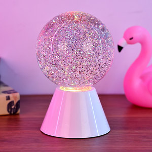 Boule de cristal lumineuse, ornement d'ambiance <span class=keywords><strong>liquide</strong></span> avec batterie, recharge, paillettes décoratives, cadeau lumineux, veilleuse - Product Image 1