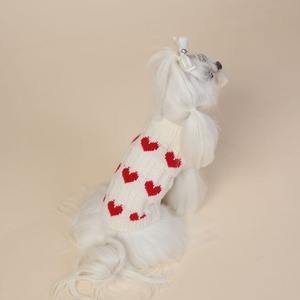 <span class=keywords><strong>Pull</strong></span> en tricot blanc crème pour chien avec motif cœur rouge, doux et chaud, vêtements pour animaux <span class=keywords><strong>de</strong></span> compagnie pour petits chiens - Product Image 5