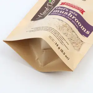 ECO Friendly Printed OEM Zipper Packaging Food Stand Up Pouch Kraft Paper Bag For Snack