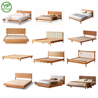 Ensemble de lit tatami en bois de cerisier moderne minimaliste personnalisable, lit double queen king avec rangement pour meubles de chambre à coucher