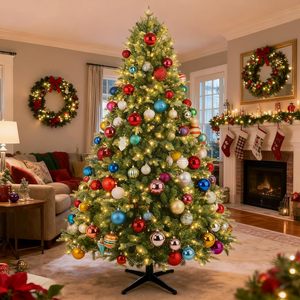 Árbol de <span class=keywords><strong>Navidad</strong></span> Artificial Preiluminado de 6.5 pies <span class=keywords><strong>con</strong></span> Música, 340 <span class=keywords><strong>Luces</strong></span> <span class=keywords><strong>LED</strong></span>, Puntas de Ramas de PVC Mixtas de PE, Base Giratoria <span class=keywords><strong>con</strong></span> Control Remoto - Product Image 3