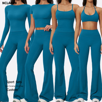 Leggings évasés pour la course et le yoga, sensation crémeuse, doux, taille haute, sous-vêtements anti-choc, ensembles d'entraînement, séchage rapide, extensibles dans quatre directions