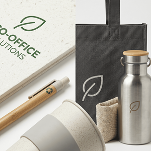 Ensemble cadeau d'entreprise personnalisé, kit de bureau durable avec carnet recyclé, stylo écologique, sac RPET, tasse en fibre de bambou - Product Image 3