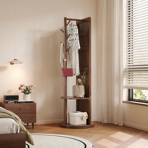 Miroir sur pied minimaliste moderne avec cadre en bois fait main et étagères de rangement réglables pour usage domestique - Product Image 2