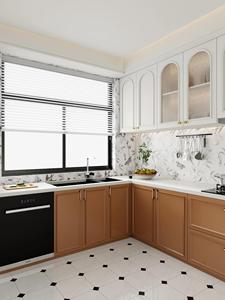 Armoires de <span class=keywords><strong>cuisine</strong></span> françaises personnalisées | Supérieur blanc + inférieur brun, espace électroménager intégré et esthétique intemporelle - Product Image 3